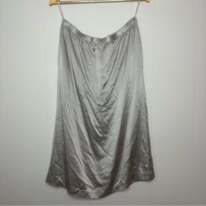 Vintage Oleg Cassini 100% Silk Midi Skirt Gray Flowy A-Line Size 10 Quiet Luxury